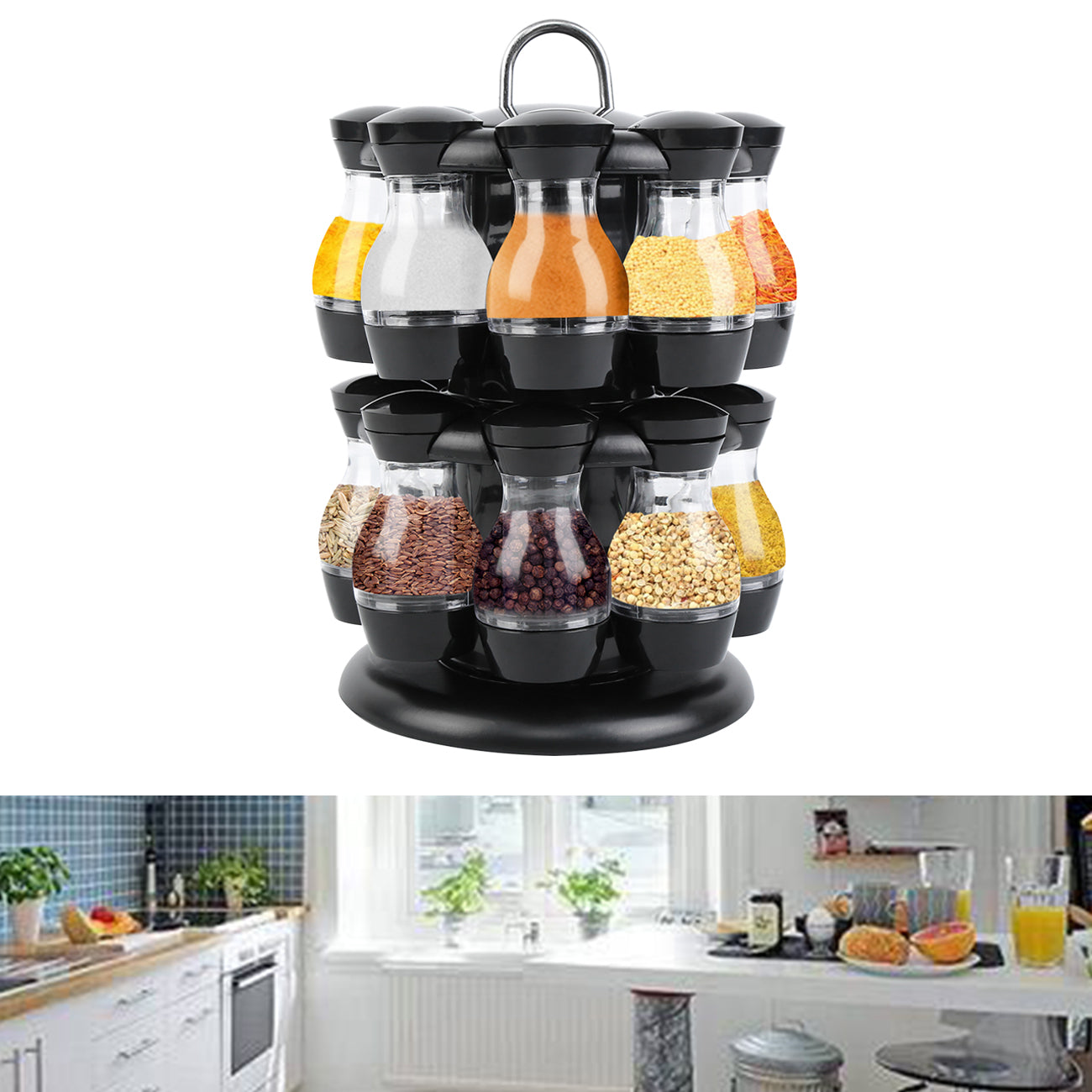 Rotating Spice Rack 16 Jars