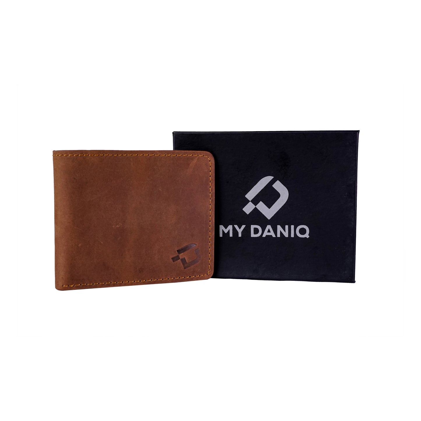 Bifold Leather Wallet, Crazy Horse Leather, Butterfly Style, Light Brown, RR-BF-140