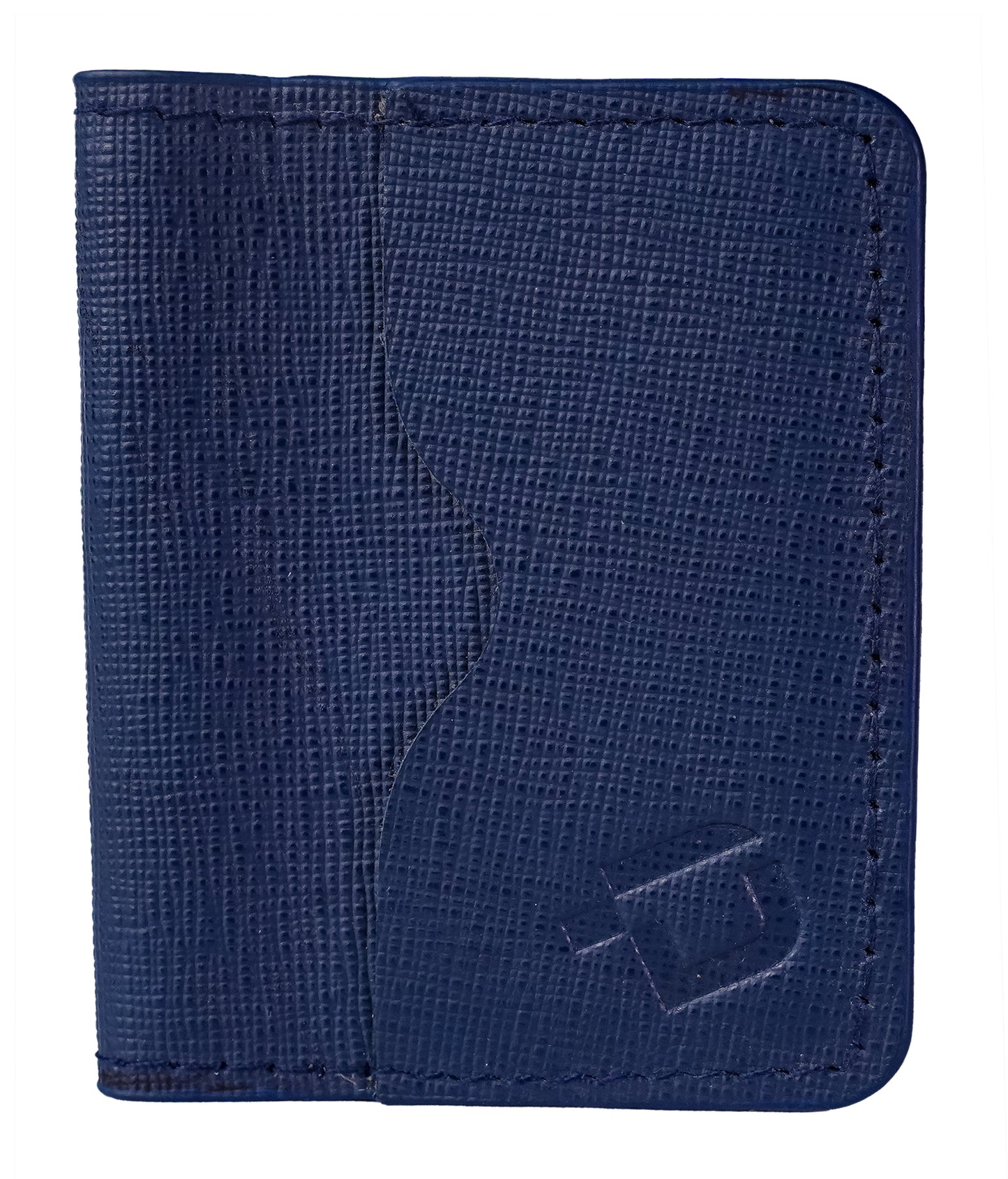 Saffiano Leather Bifold Card Holder, 6 Card Slots, Blue. RR-CH-150