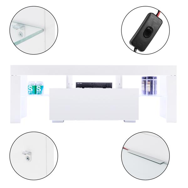 LED TV Cabinet with Single Drawer White