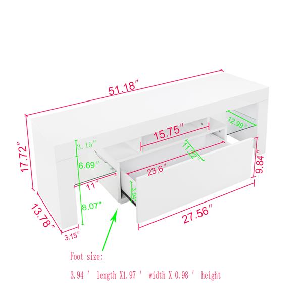 LED TV Cabinet with Single Drawer White