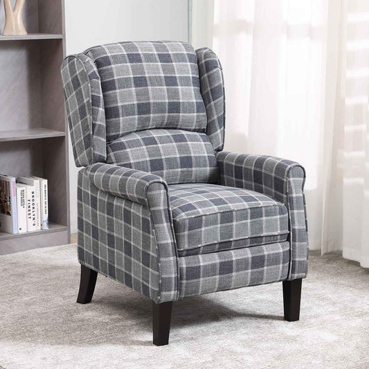 Tartan Reclining Chair, Grey