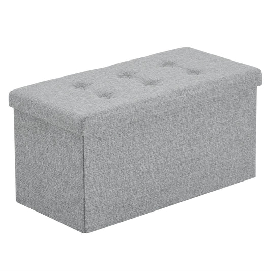 Foldable Storage Footstool Dark Grey 76 x 38 x 38(cm)