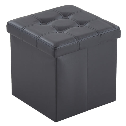 Foldable Storage Footstool Black 38 x 38 x 38(cm)
