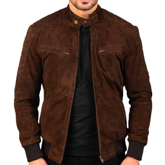 Men's Brown Genuine Goatskin Suede Leather Jacket