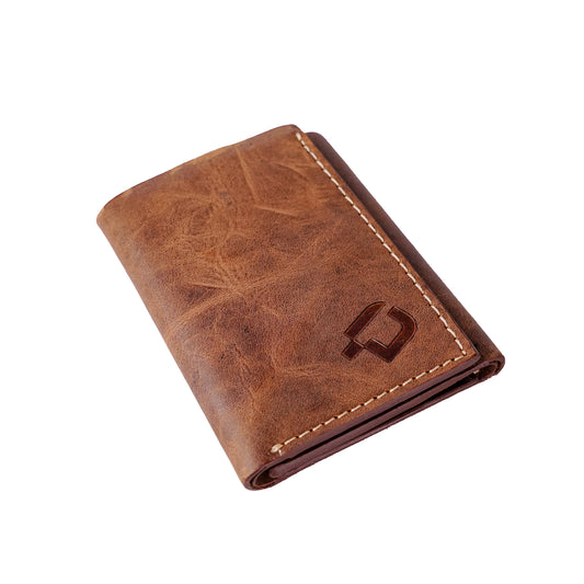 Trifold Leather Wallet, Brown. RR-B-85