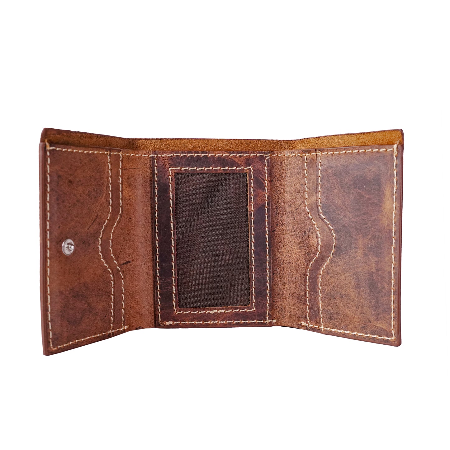 Trifold Leather Wallet, Brown. RR-B-85