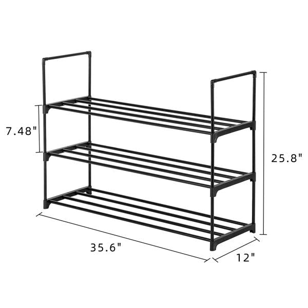 3 Tiers Shoe Rack Black