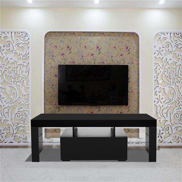 LED TV Cabinet with Single Drawer Black