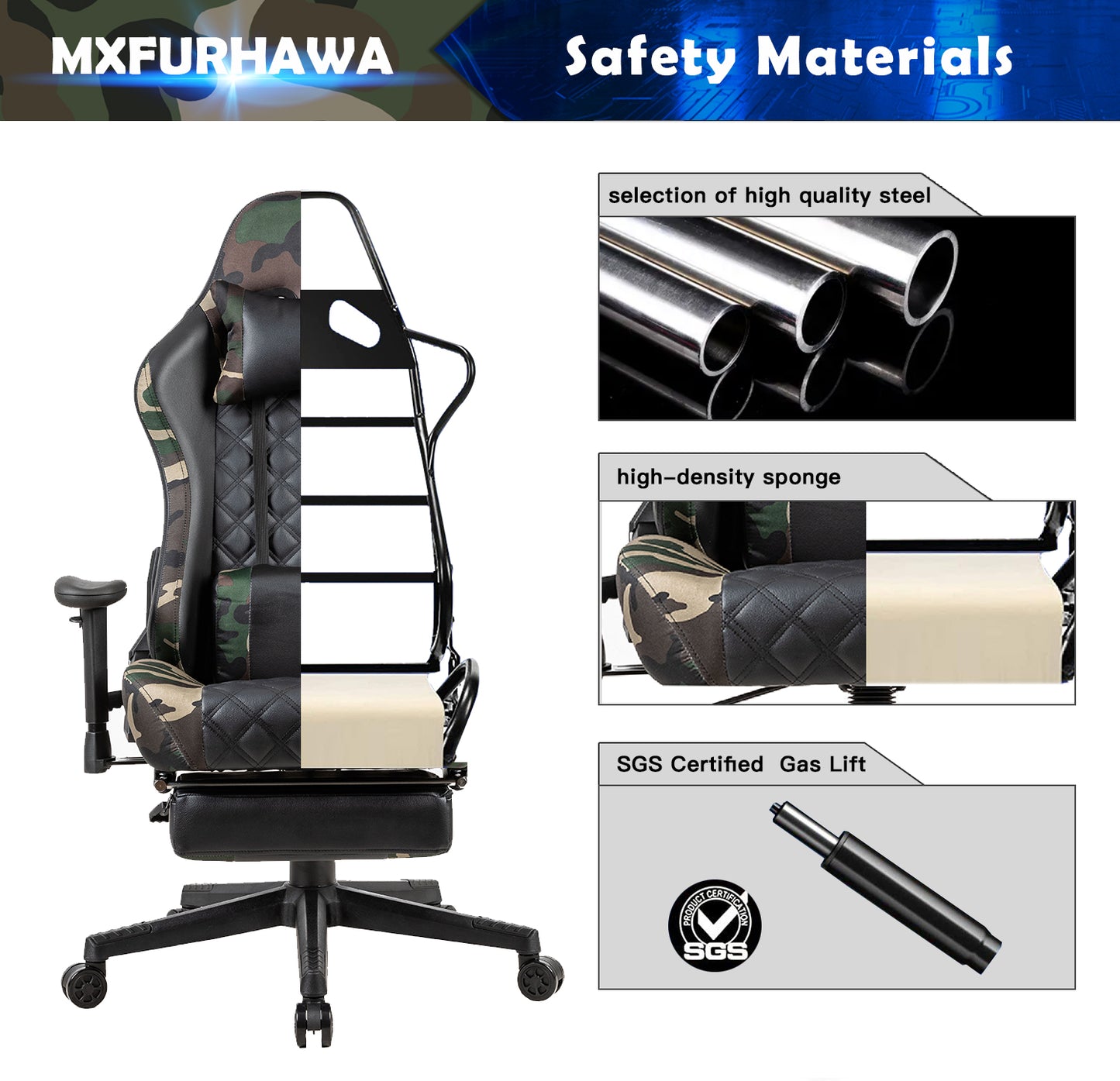 Gaming Chair Ergonomic 360°Swivel Rolling Chair, for Office or Gaming