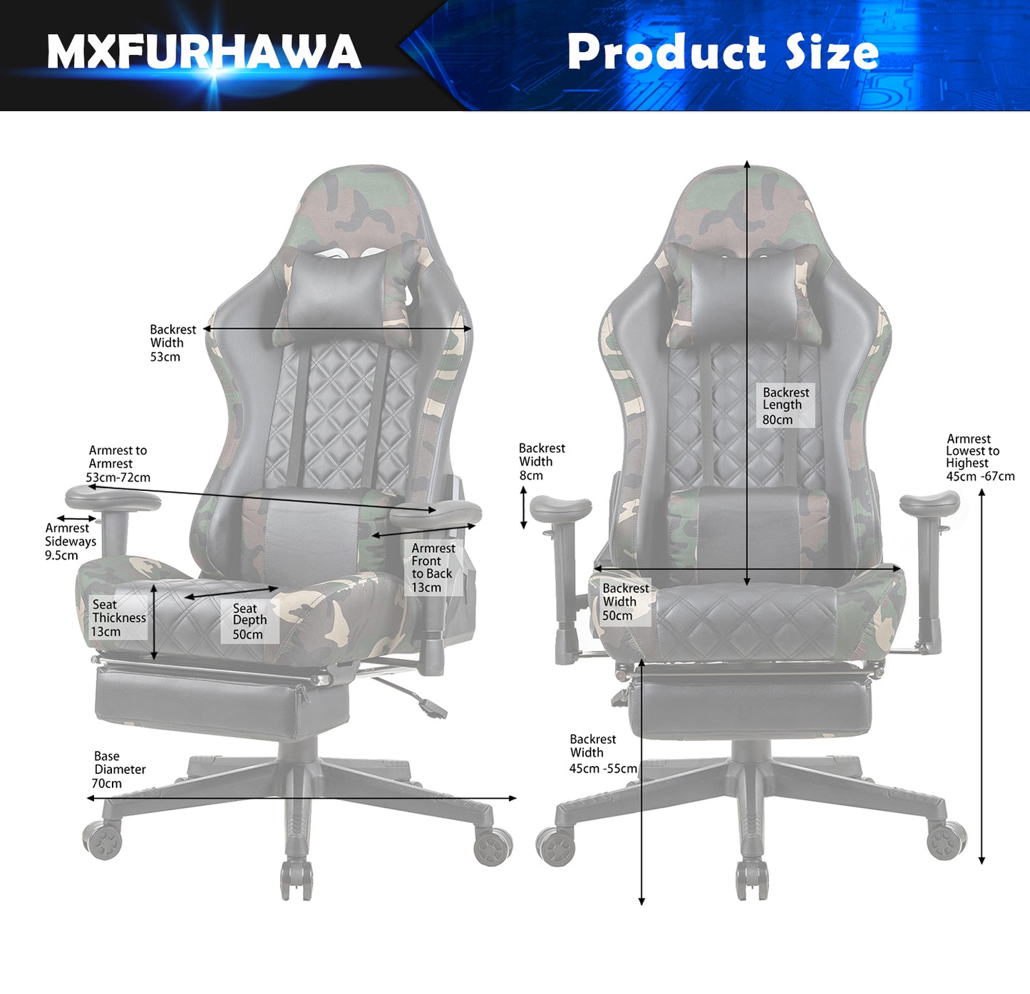 Gaming Chair Ergonomic 360°Swivel Rolling Chair, for Office or Gaming