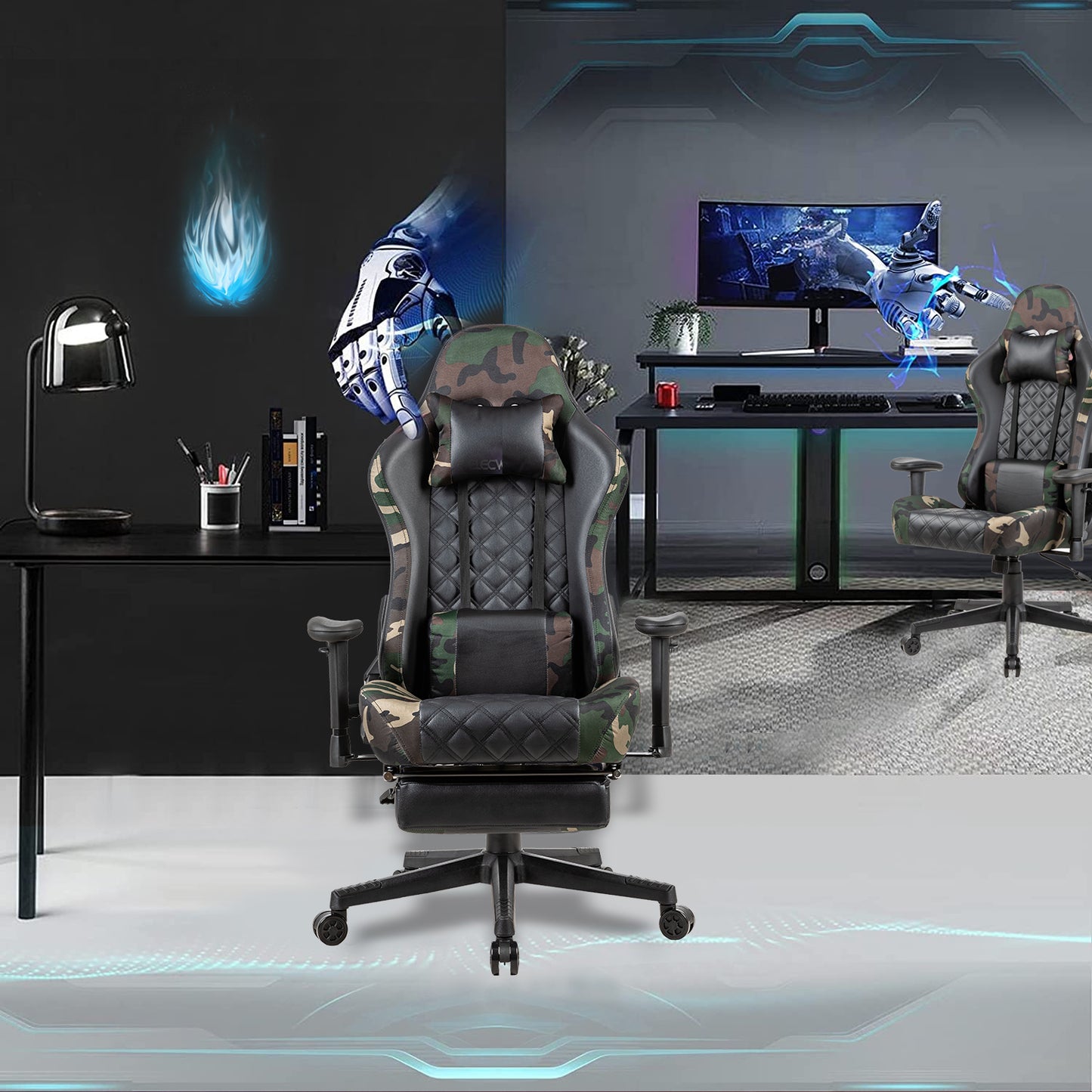 Gaming Chair Ergonomic 360°Swivel Rolling Chair, for Office or Gaming