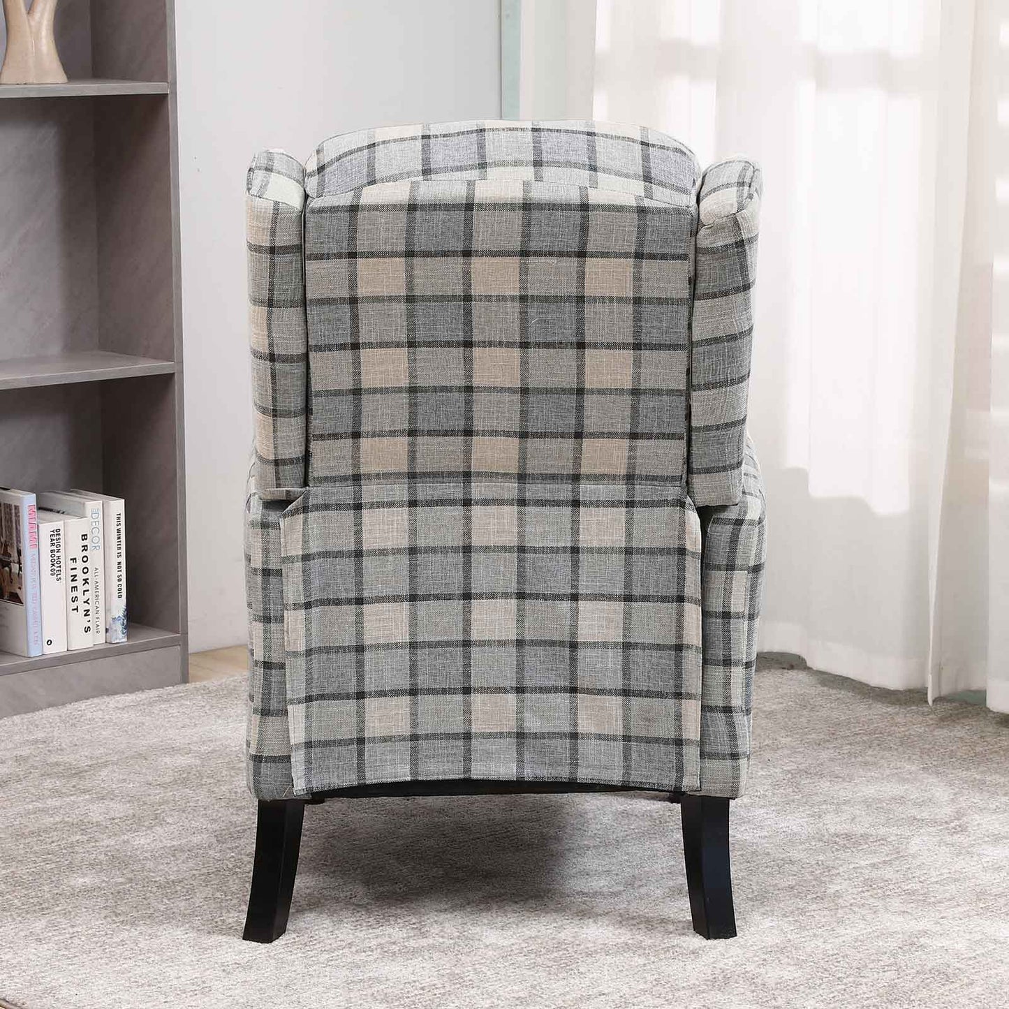 Tartan Reclining Chair, Light Grey