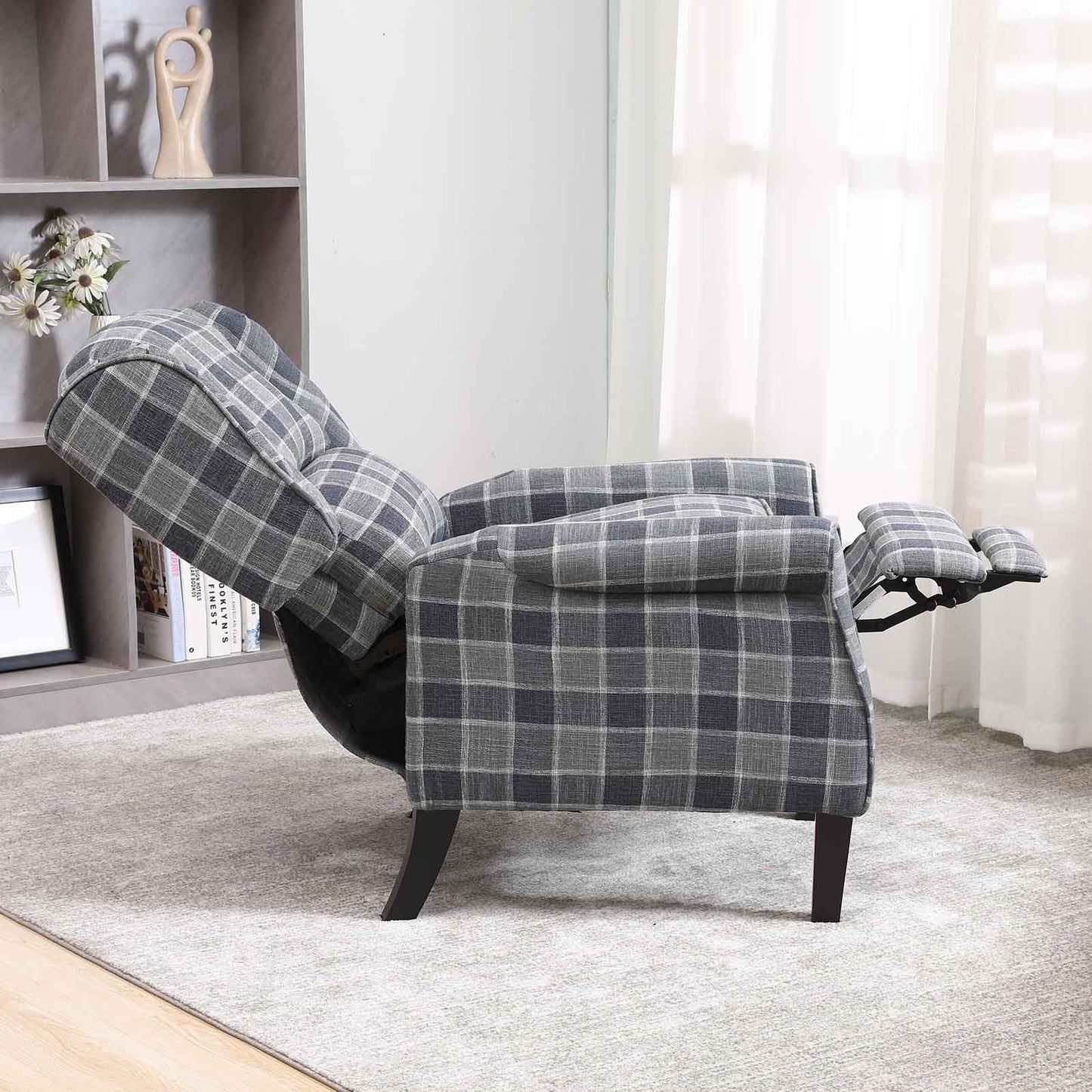 Tartan Reclining Chair, Grey