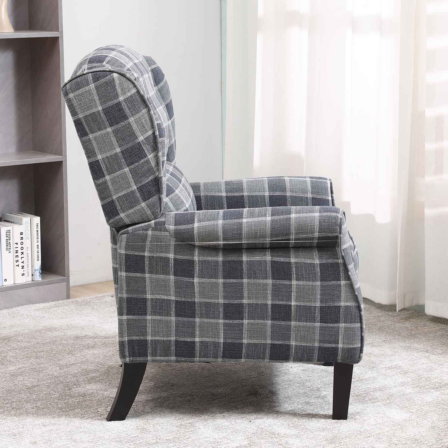 Tartan Reclining Chair, Grey