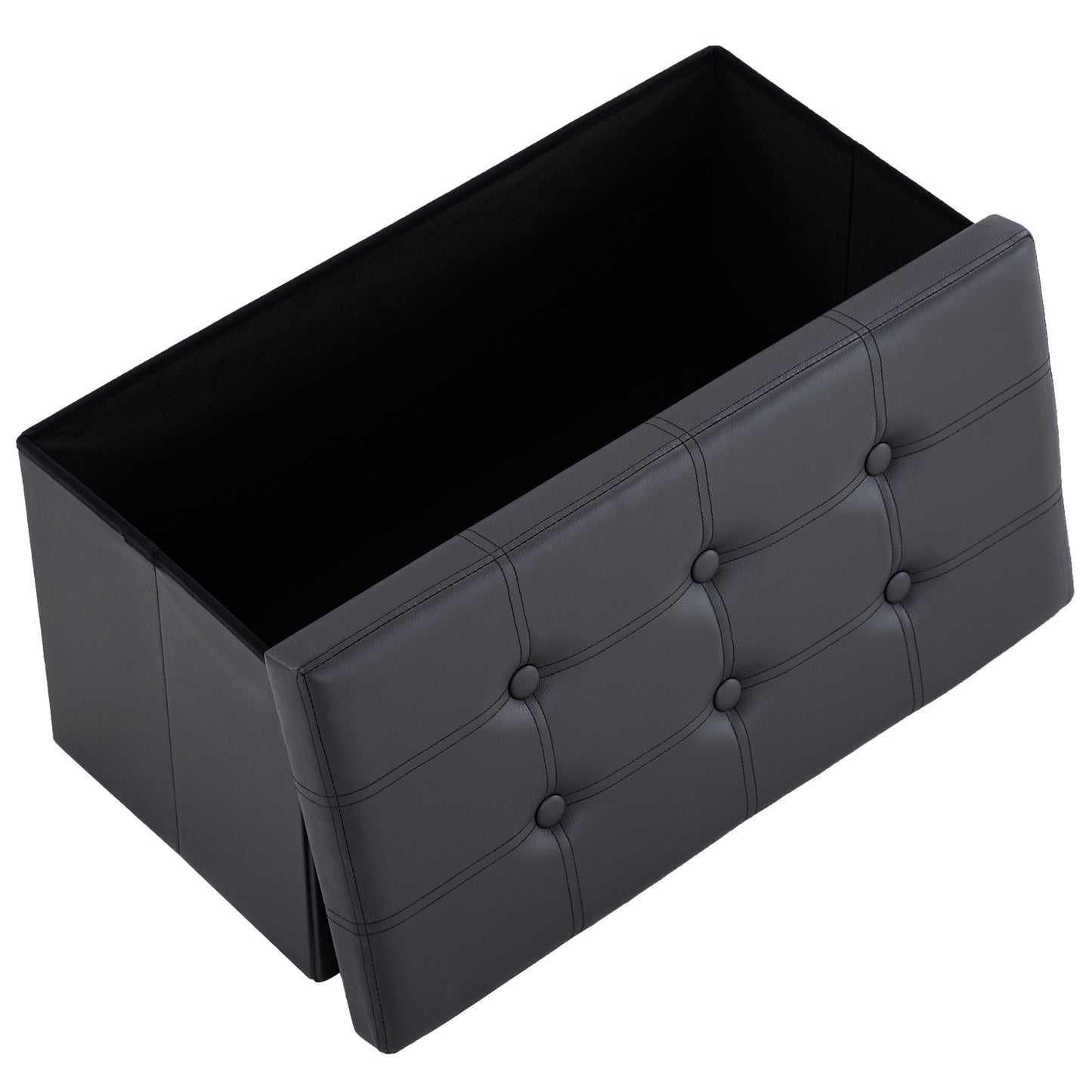Foldable Storage Footstool Black 76 x 38 x 38(cm)