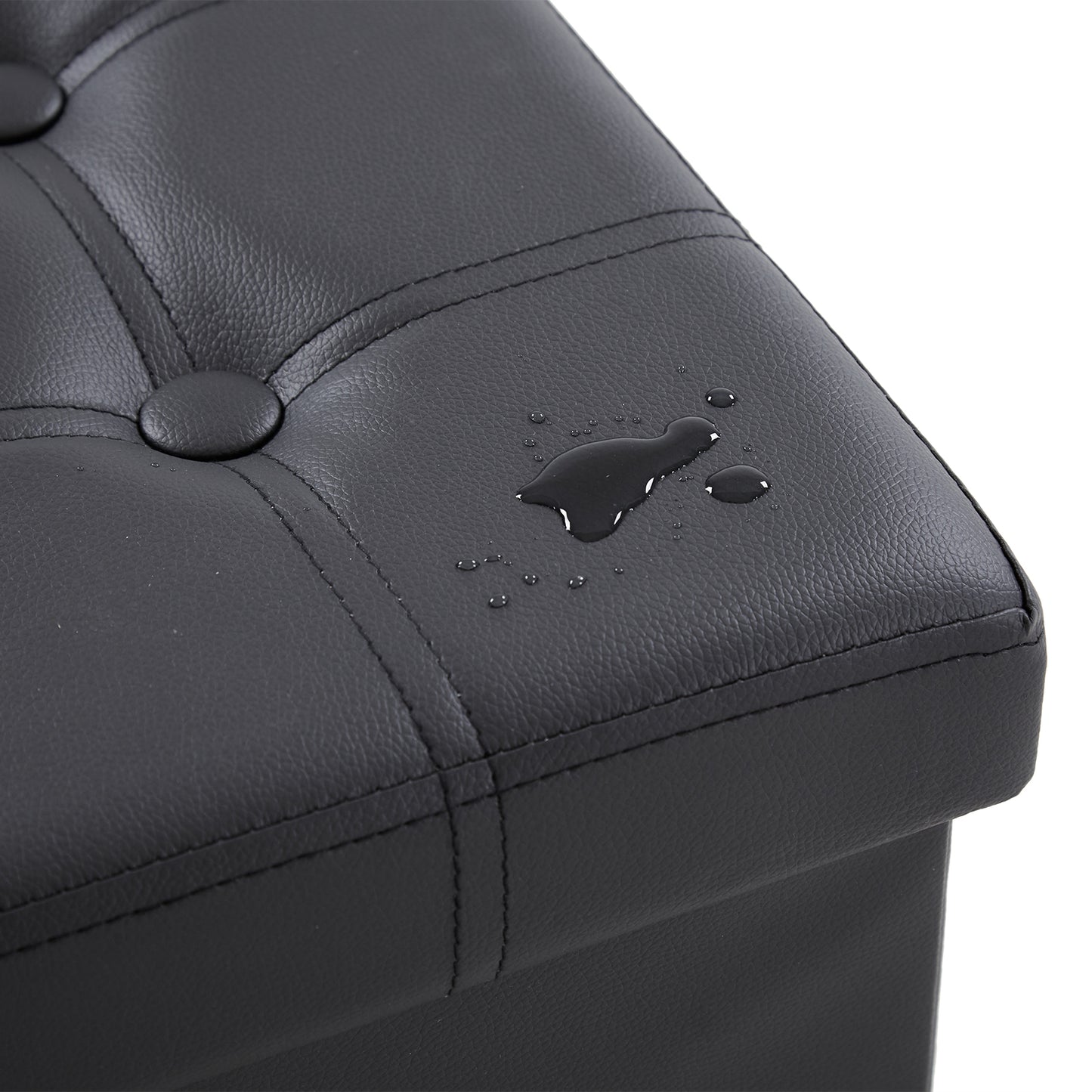 Foldable Storage Footstool Black 76 x 38 x 38(cm)