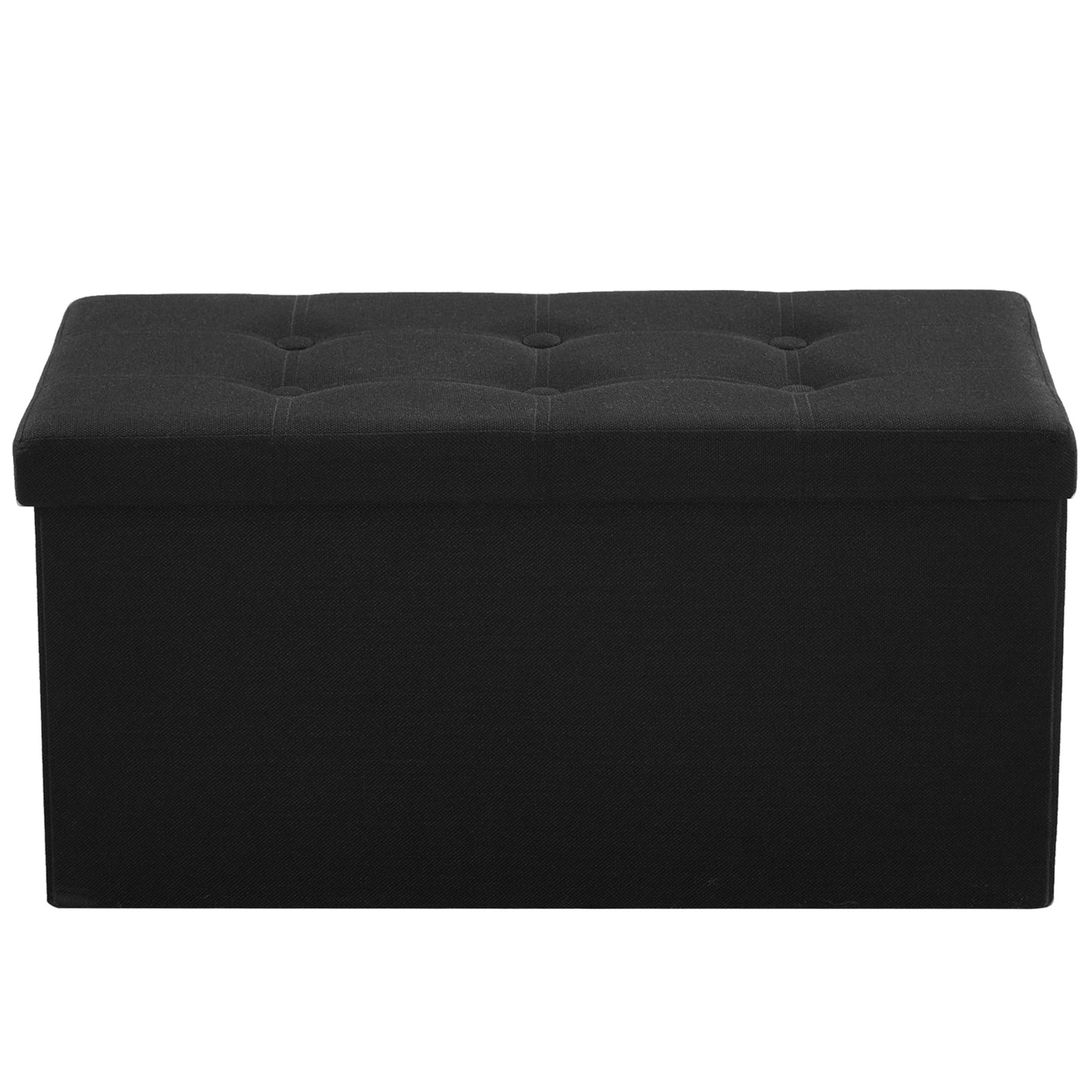 Foldable Storage Footstool Linen Black 76 x 38 x 38(cm)