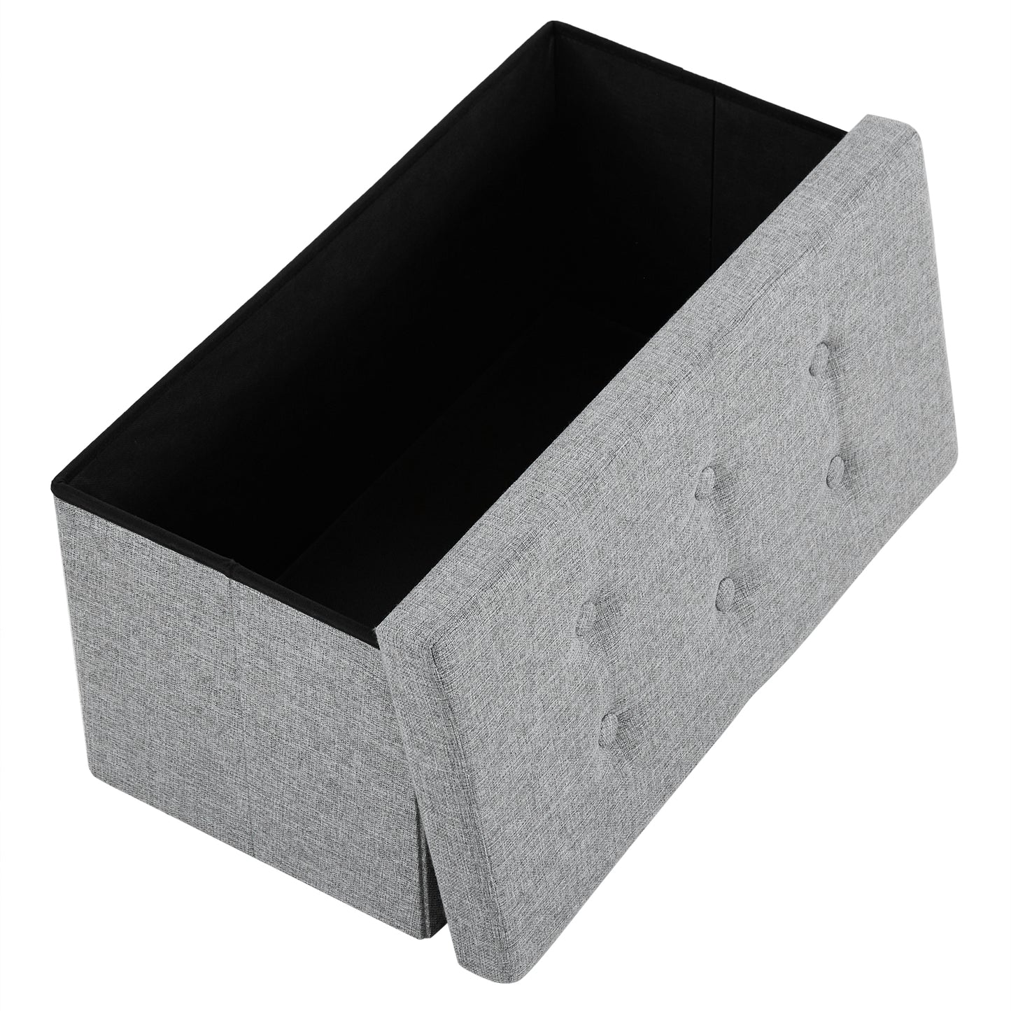 Foldable Storage Footstool Dark Grey 76 x 38 x 38(cm)