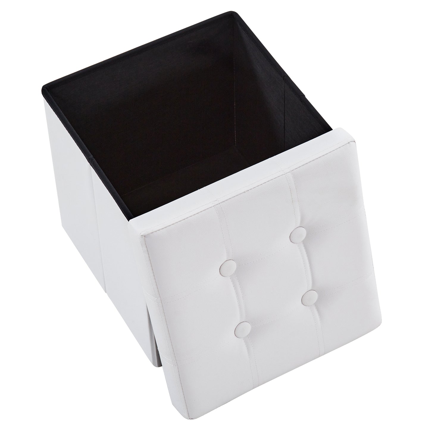 Foldable Storage Footstool White 38 x 38 x 38(cm)