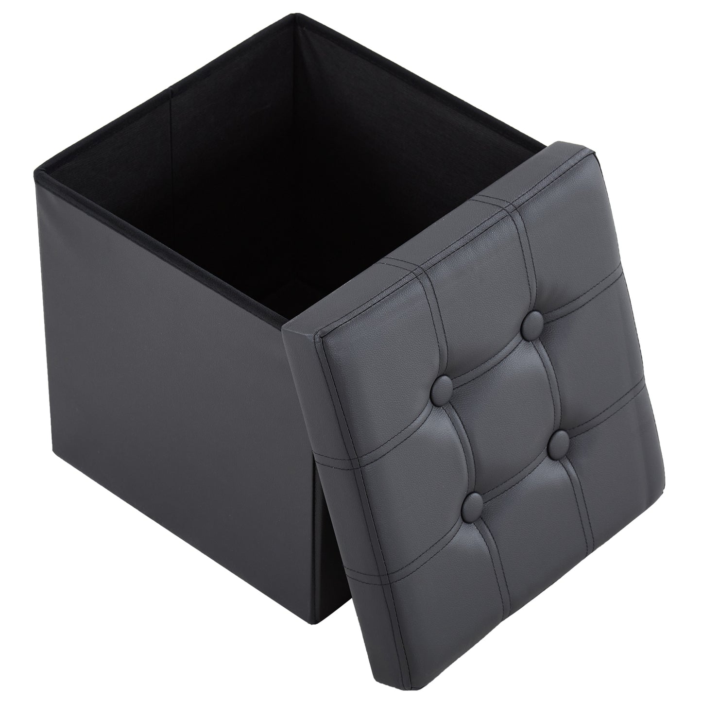 Foldable Storage Footstool Black 38 x 38 x 38(cm)