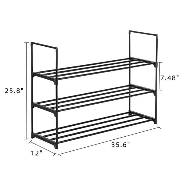 3 Tiers Shoe Rack Black