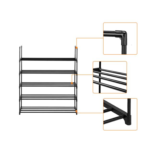 5 Tiers Shoe Rack Black