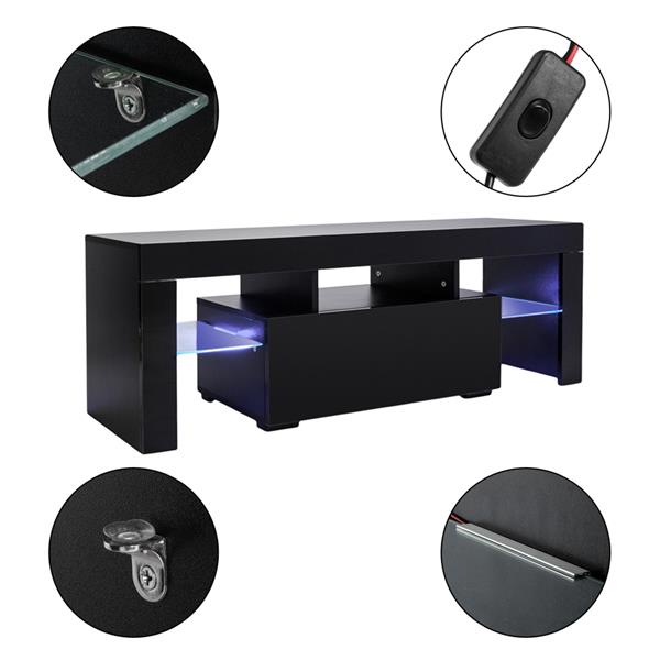 LED TV Cabinet with Single Drawer Black